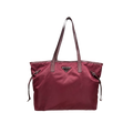 Tessuto Nylon Saffiano Tote Bag Burgundy Silver Hardware