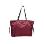 Tessuto Nylon Saffiano Tote Bag Burgundy Silver Hardware