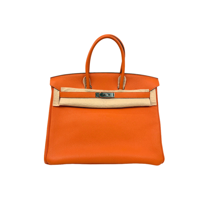 Birkin 35 Orange Togo Palladium Hardware Square N