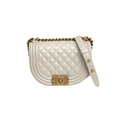 Boy Crescent Messenger Bag White Caviar Gold Hardware Series 31