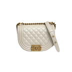 Boy Crescent Messenger Bag White Caviar Gold Hardware Series 31