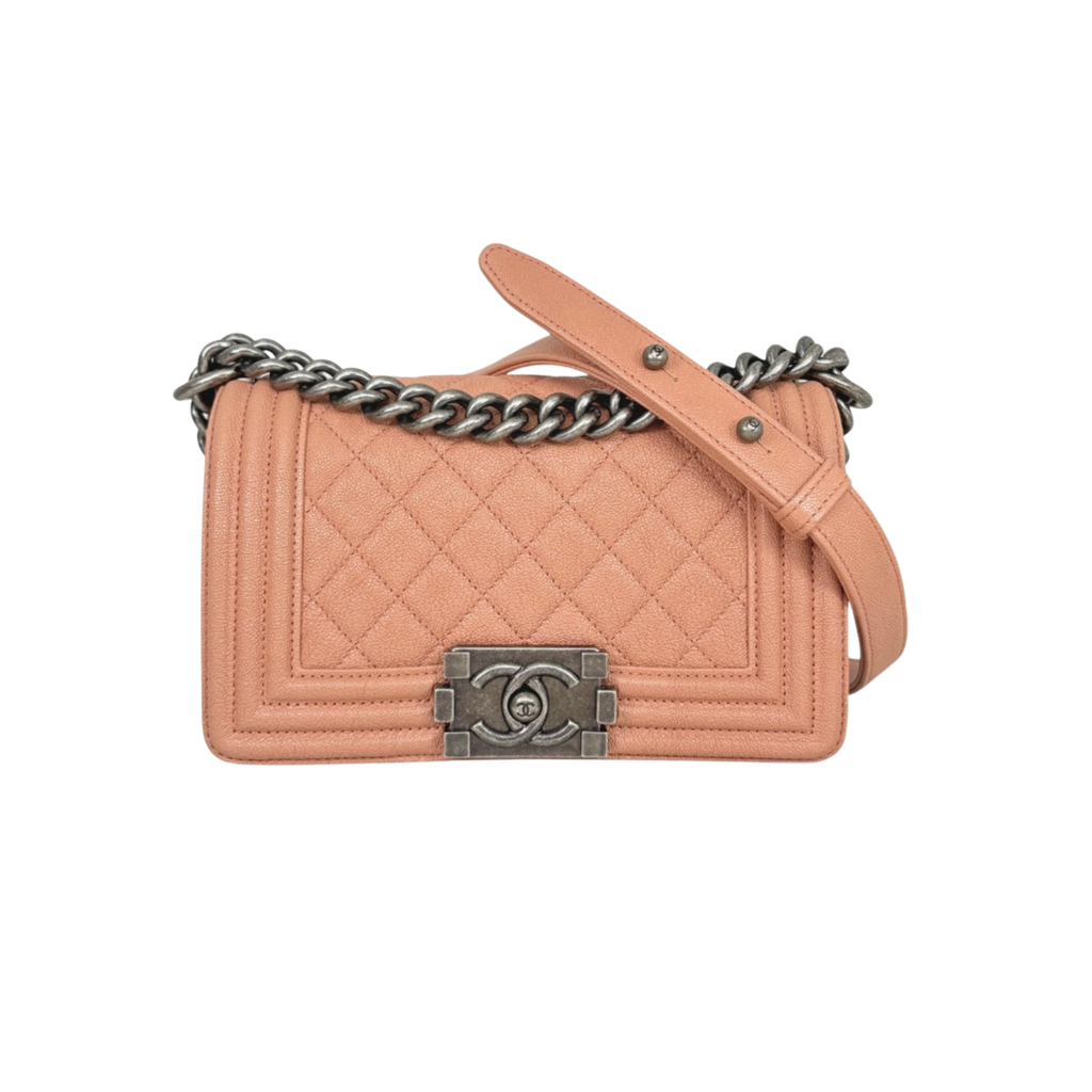 Boy Flap Blush Pink Caviar Leather Silver-Tone Hardware