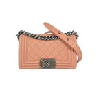 Boy Flap Blush Pink Caviar Leather Silver-Tone Hardware