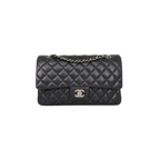 Classic Double Flap Medium Black Lambskin Leather Silver Hardware