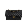 Classic Double Flap Jumbo Black Caviar Gold Hardware Series 22