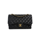 Classic Double Flap Jumbo Black Caviar Gold Hardware Series 22