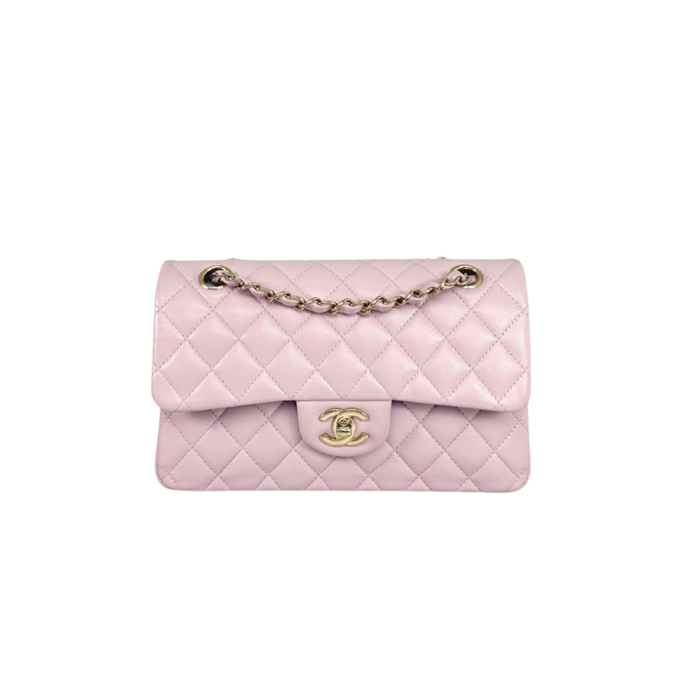 Classic Double Flap Lilac Small Caviar Leather Gold Hardware Series 31