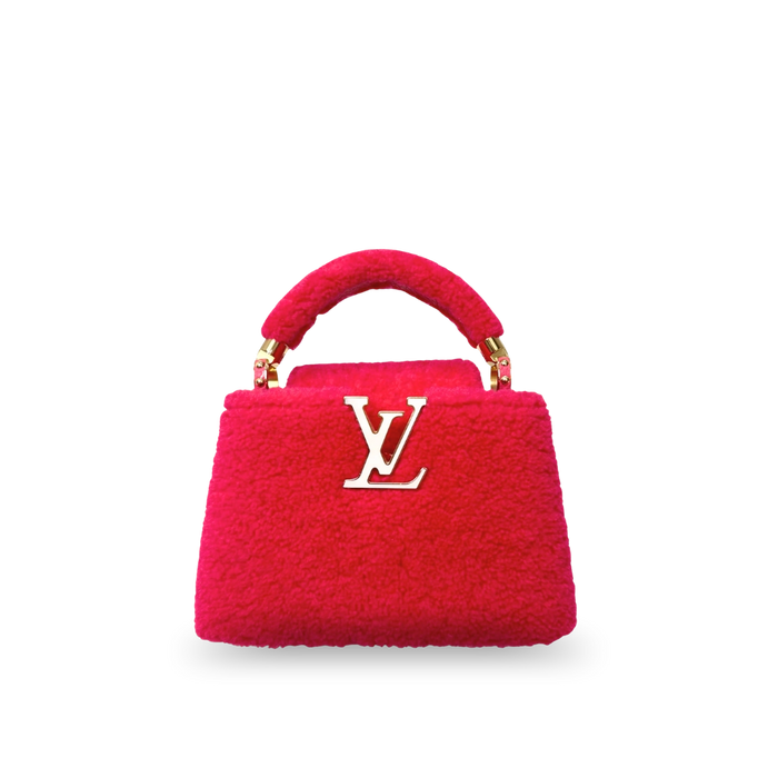 Capucines BB Pink Soft Merino Shearling Gold Hardware
