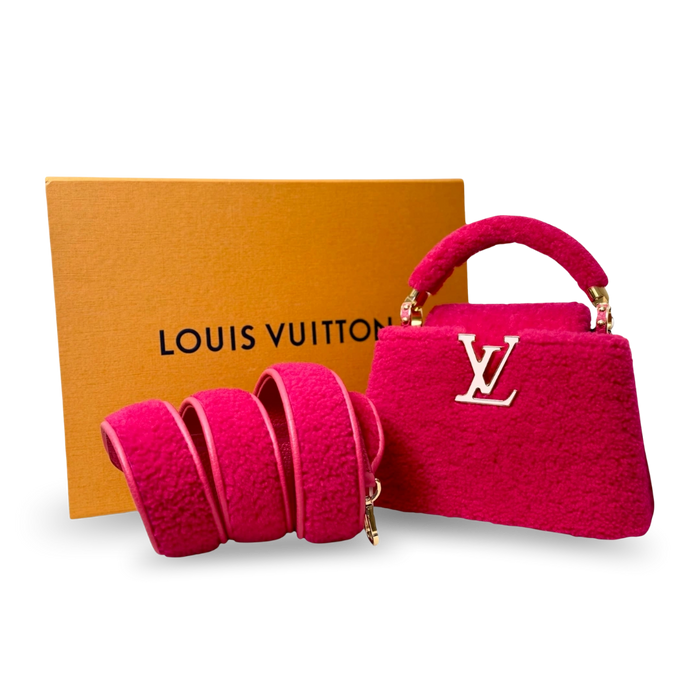 Capucines BB Pink Soft Merino Shearling Gold Hardware