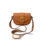Pont 9 PM Caramel Brown Grained Leather Gold Hardware