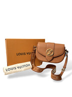 Pont 9 PM Caramel Brown Grained Leather Gold Hardware