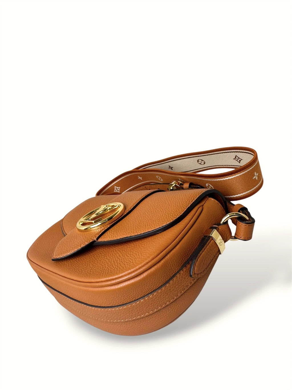 Pont 9 PM Caramel Brown Grained Leather Gold Hardware