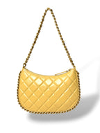Hobo Bag Yellow Lambskin Leather Gold-Tone Hardware