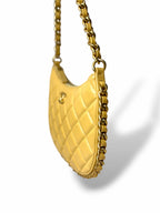 Hobo Bag Yellow Lambskin Leather Gold-Tone Hardware