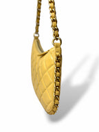 Hobo Bag Yellow Lambskin Leather Gold-Tone Hardware