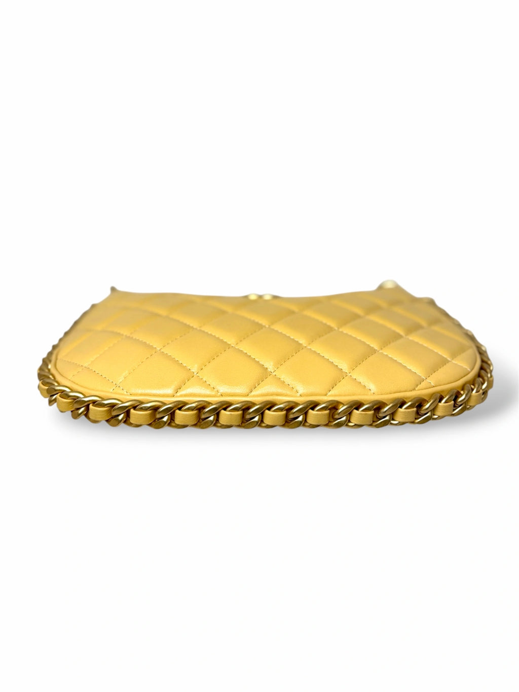 Hobo Bag Yellow Lambskin Leather Gold-Tone Hardware
