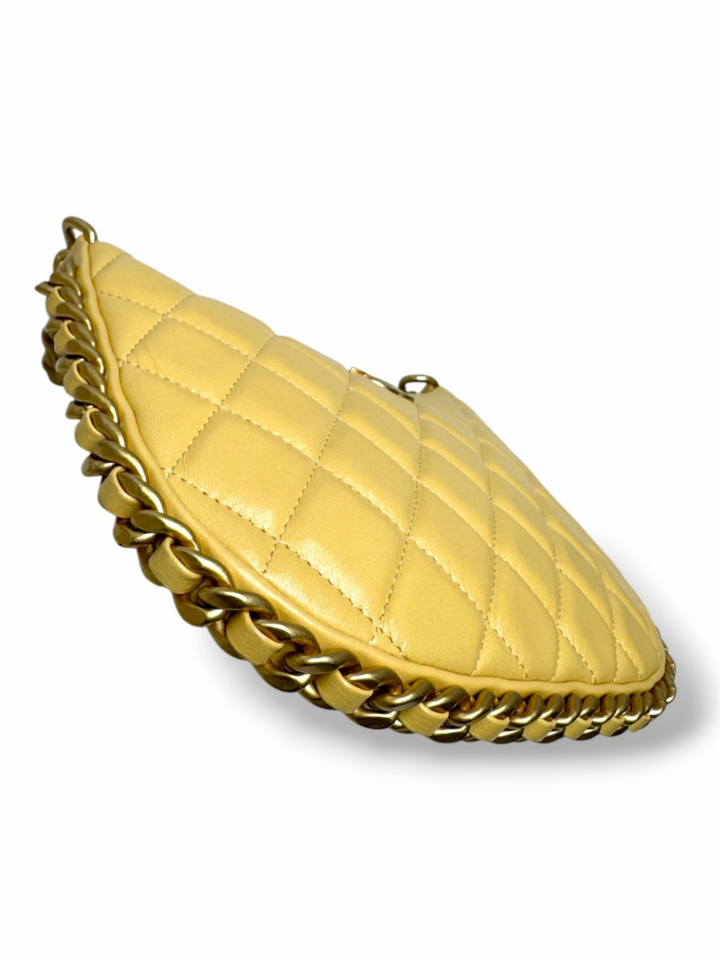 Hobo Bag Yellow Lambskin Leather Gold-Tone Hardware