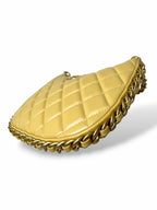 Hobo Bag Yellow Lambskin Leather Gold-Tone Hardware