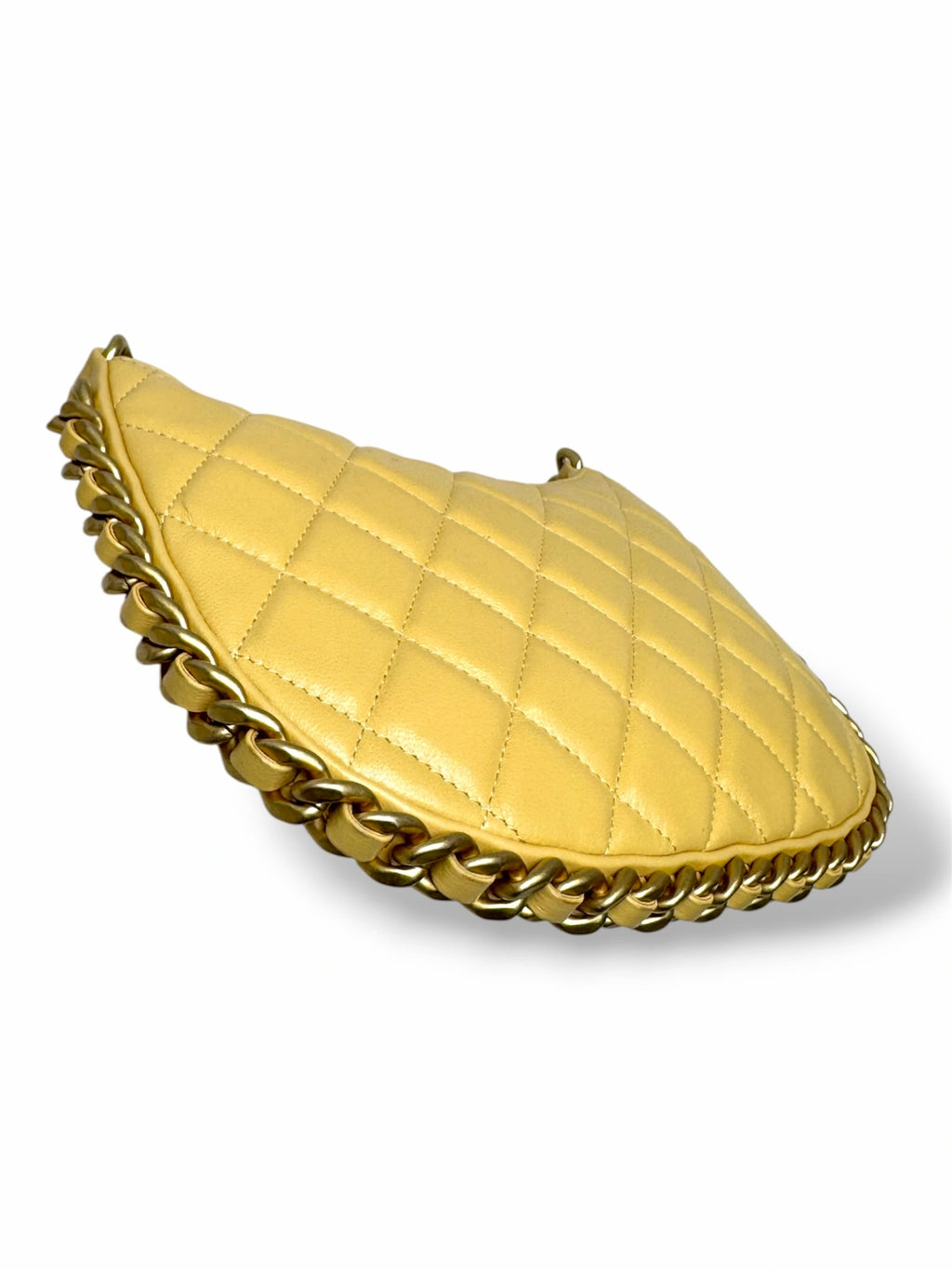 Hobo Bag Yellow Lambskin Leather Gold-Tone Hardware