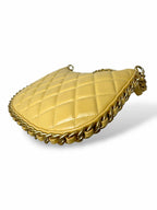 Hobo Bag Yellow Lambskin Leather Gold-Tone Hardware