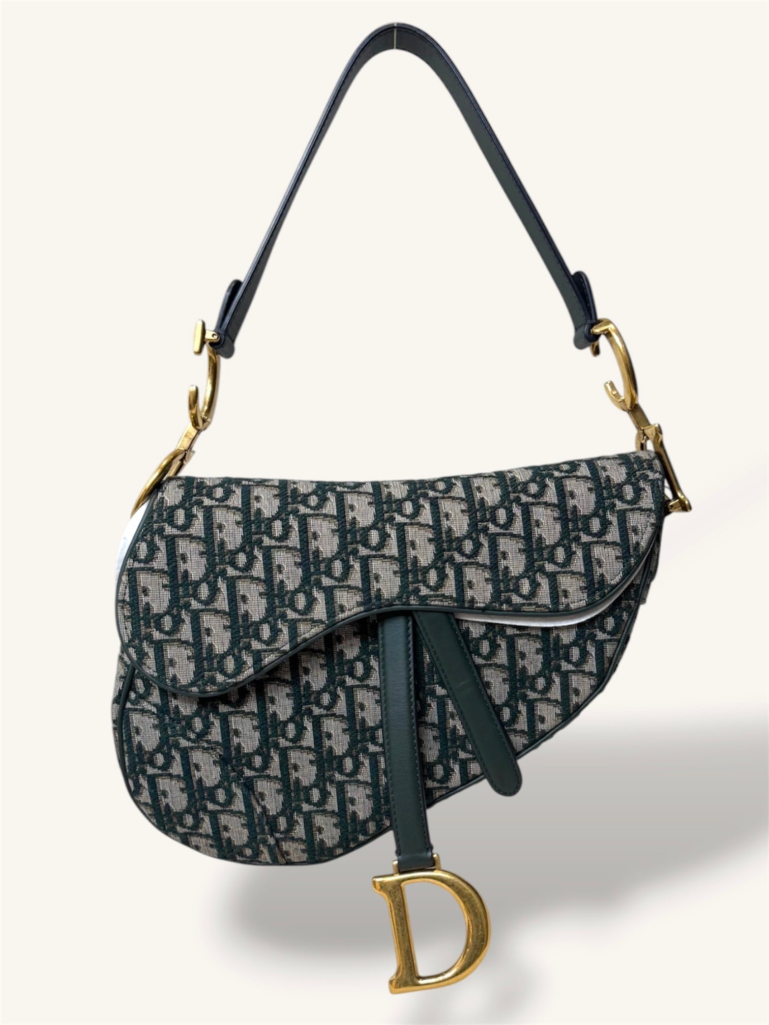 Saddle Oblique Jacquard Canvas Small Gold-Tone Hardware