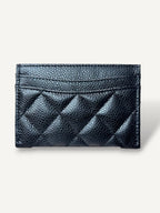 Classic Card Holder Silver-Tone Hardware Black Caviar Leather