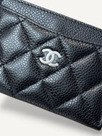 Classic Card Holder Silver-Tone Hardware Black Caviar Leather