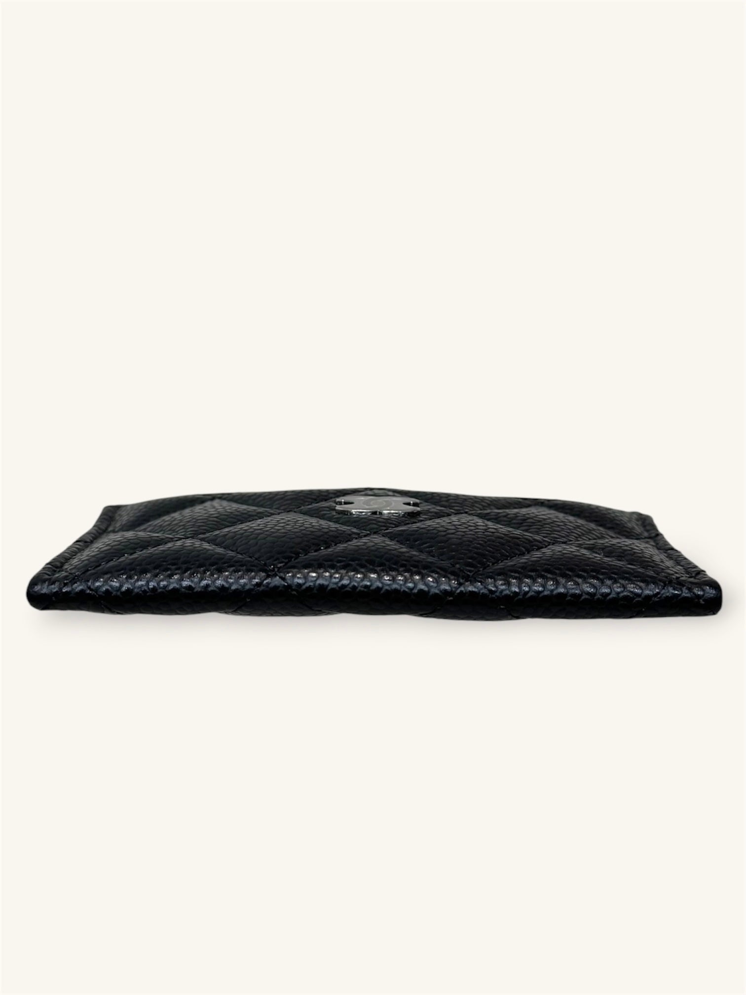 Classic Card Holder Silver-Tone Hardware Black Caviar Leather