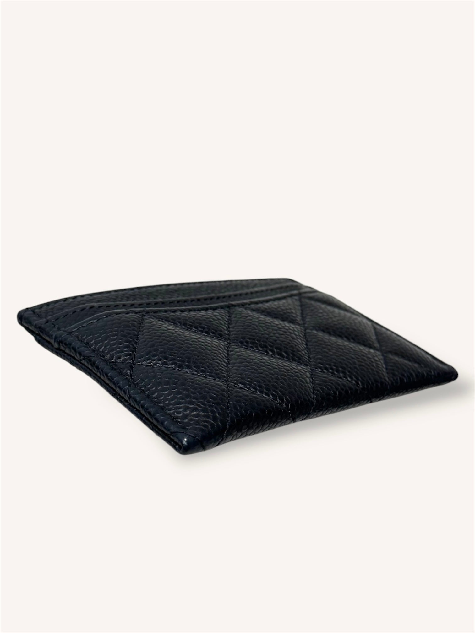 Classic Card Holder Silver-Tone Hardware Black Caviar Leather