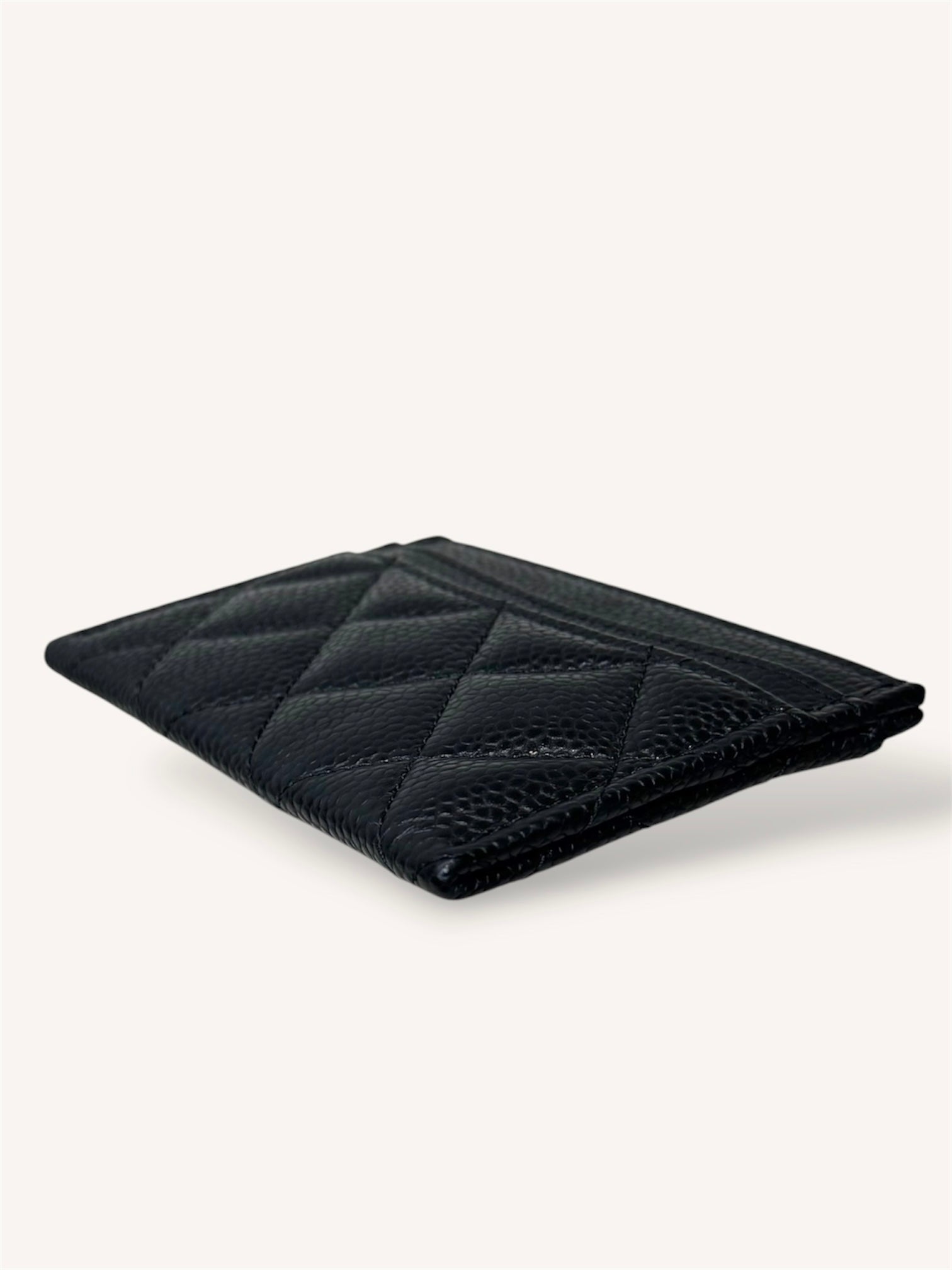 Classic Card Holder Silver-Tone Hardware Black Caviar Leather