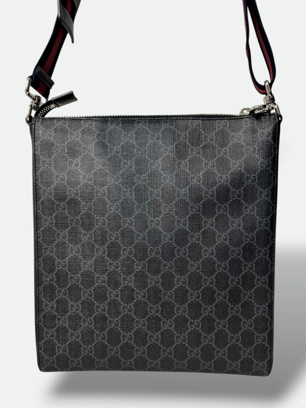GG Supreme Black Messenger Bag Grey & Black Monogram Canvas