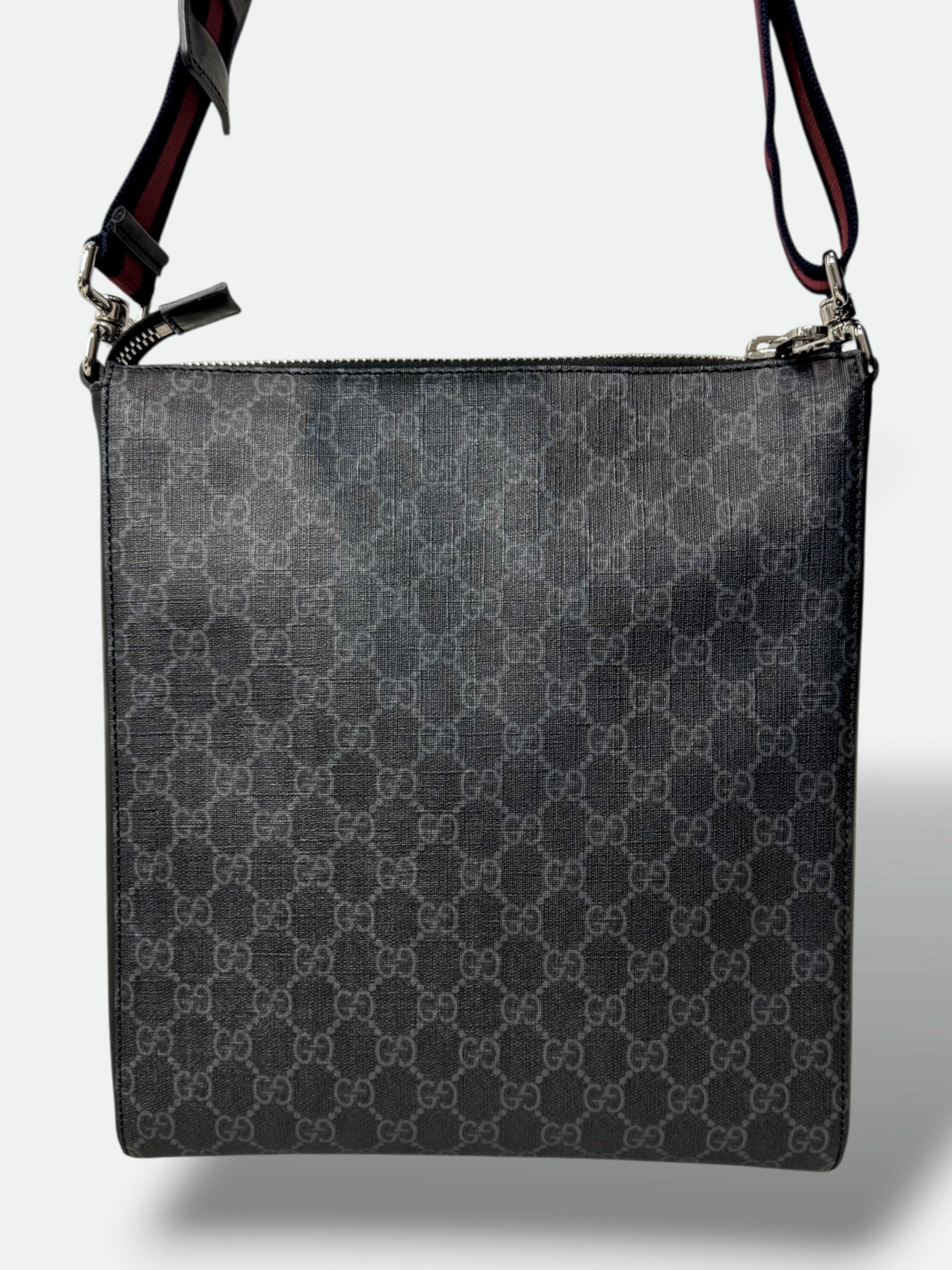 GG Supreme Black Messenger Bag Grey & Black Monogram Canvas