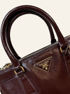 Galleria Saffiano Burgundy Patent Leather Gold Hardware