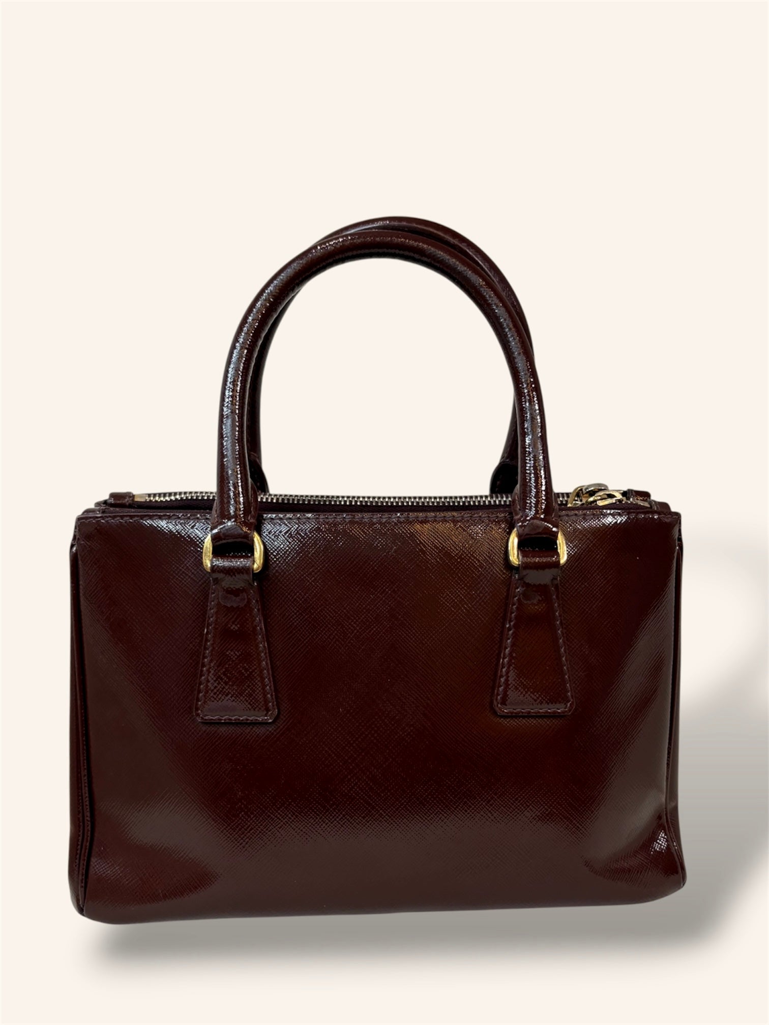 Galleria Saffiano Burgundy Patent Leather Gold Hardware