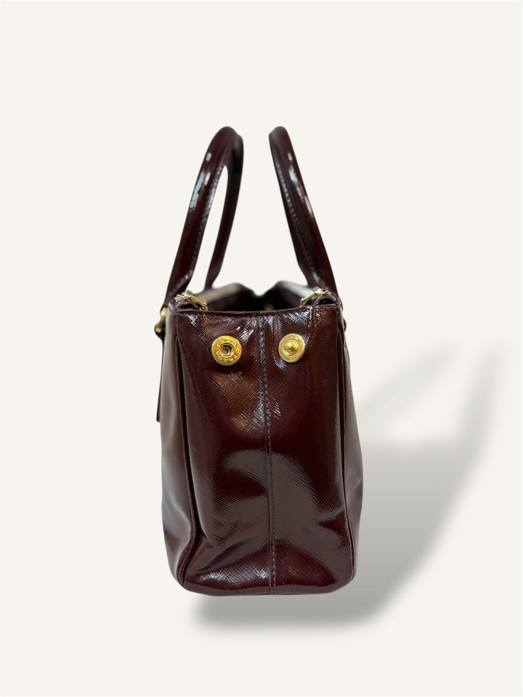 Galleria Saffiano Burgundy Patent Leather Gold Hardware