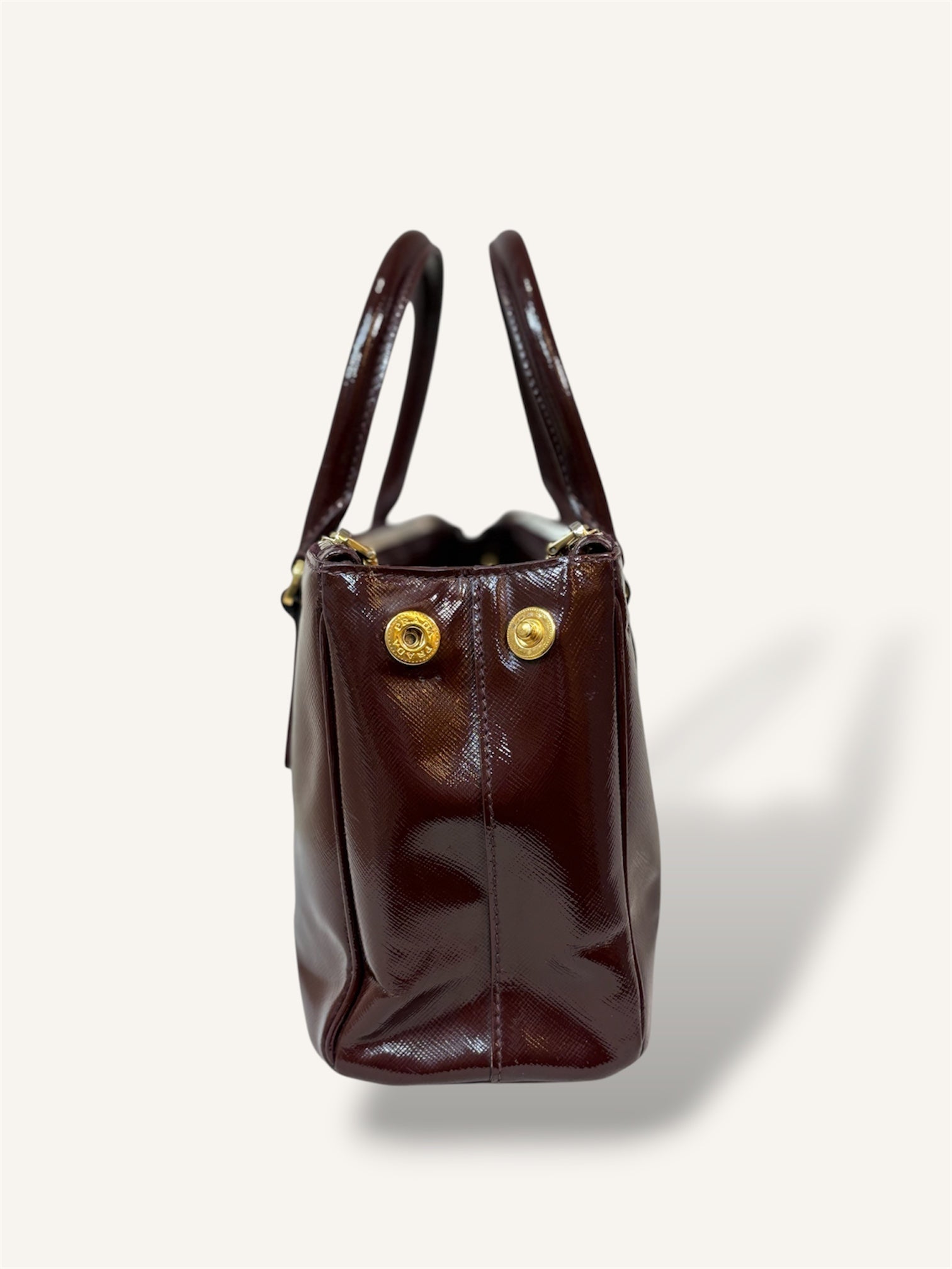 Galleria Saffiano Burgundy Patent Leather Gold Hardware