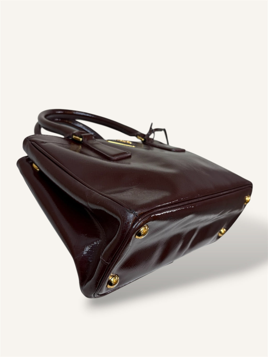 Galleria Saffiano Burgundy Patent Leather Gold Hardware
