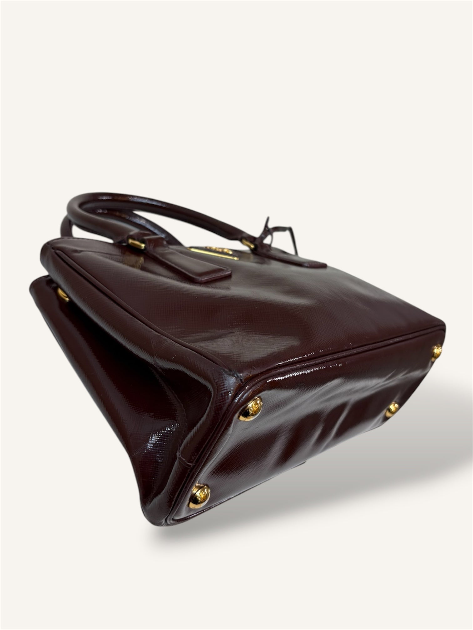 Galleria Saffiano Burgundy Patent Leather Gold Hardware