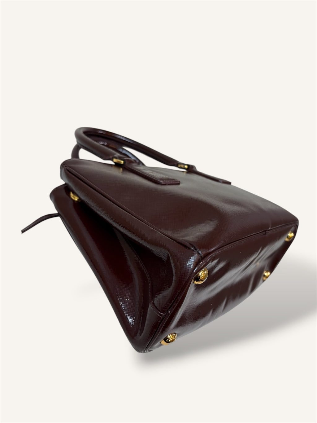 Galleria Saffiano Burgundy Patent Leather Gold Hardware