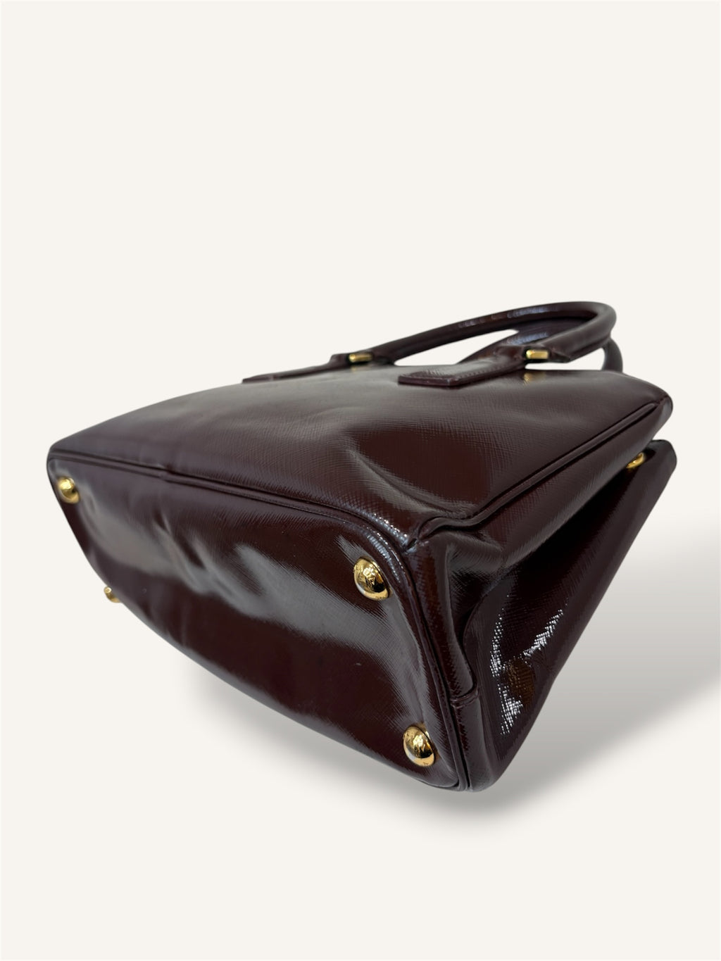 Galleria Saffiano Burgundy Patent Leather Gold Hardware