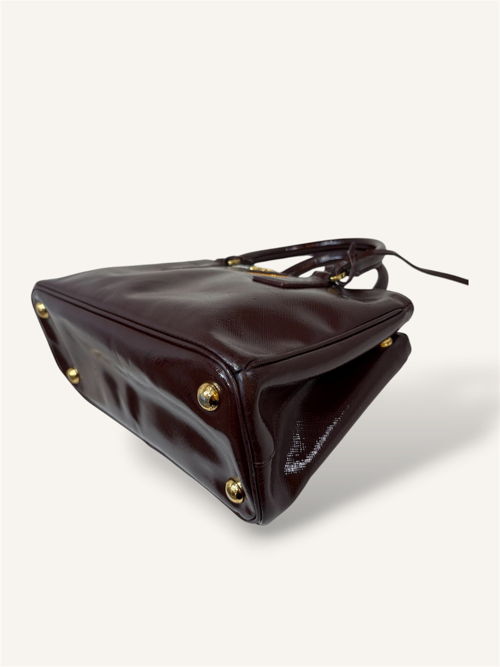Galleria Saffiano Burgundy Patent Leather Gold Hardware
