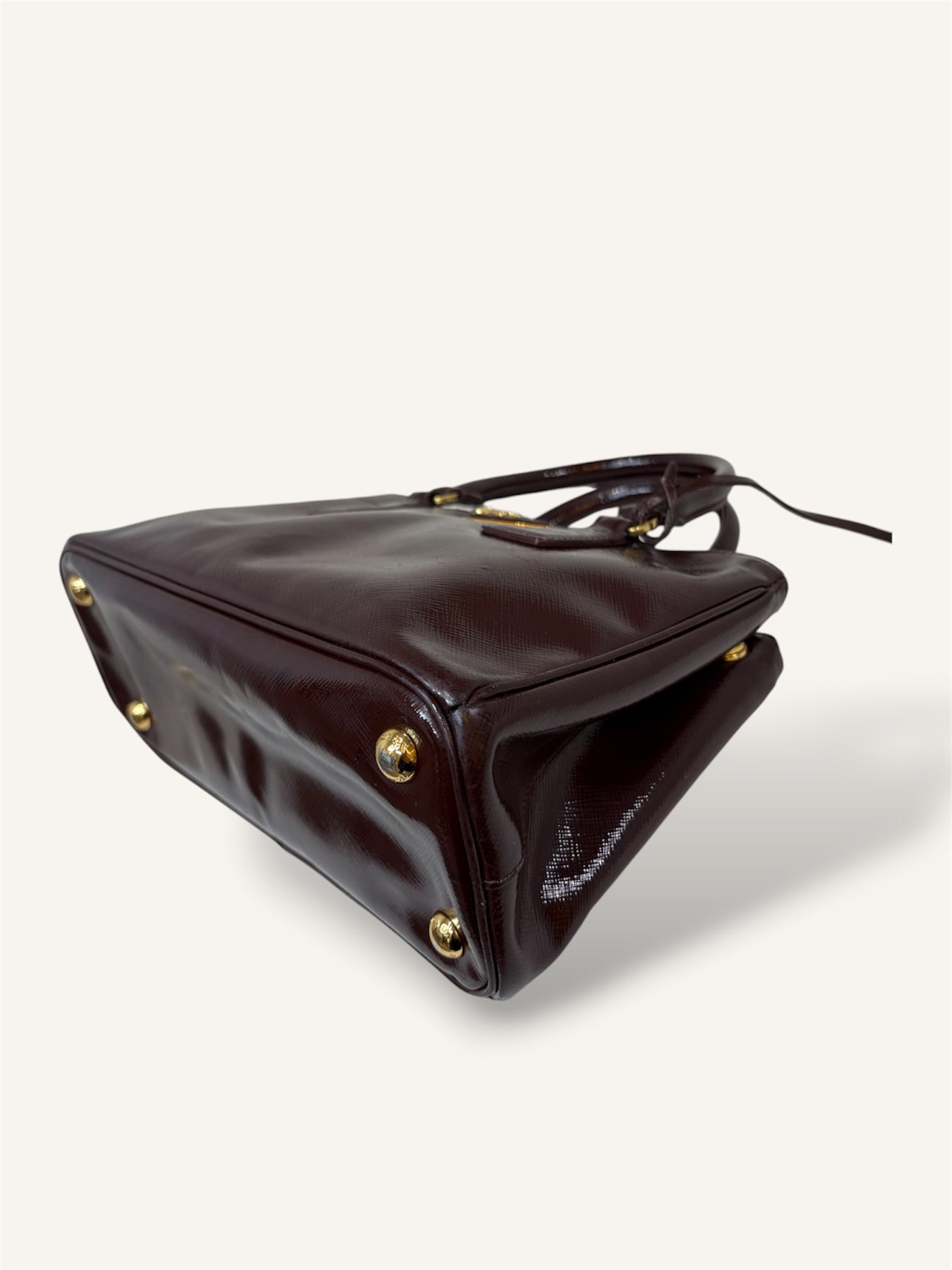 Galleria Saffiano Burgundy Patent Leather Gold Hardware