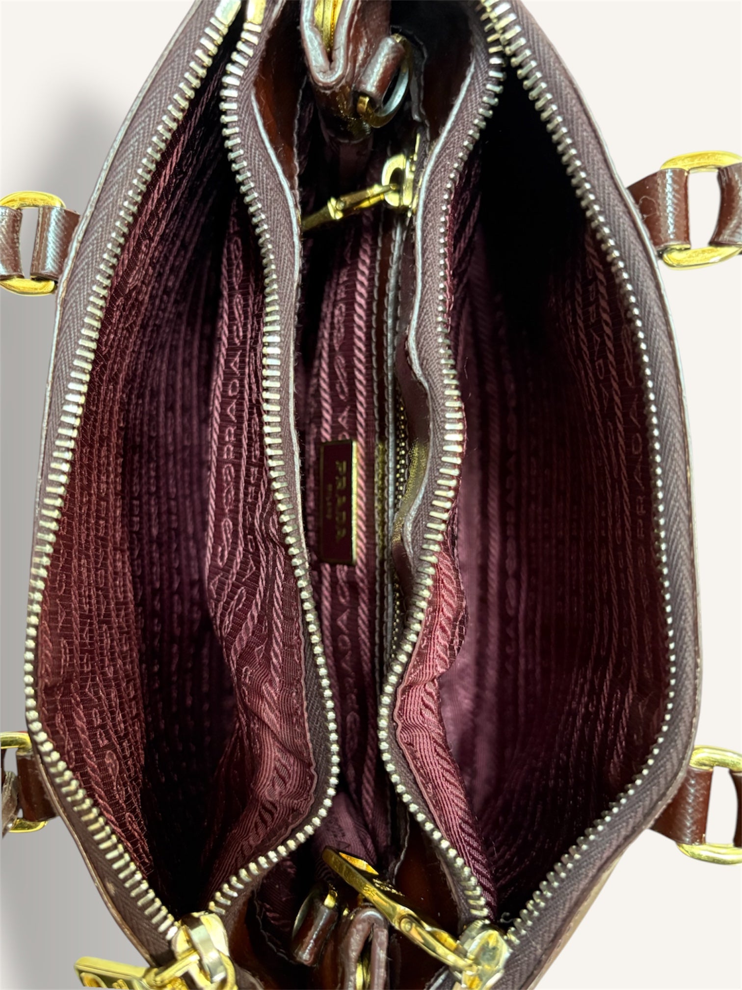Galleria Saffiano Burgundy Patent Leather Gold Hardware