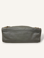 Metallic Edge Motorcycle City Bag Grey Grained Chevere Leather