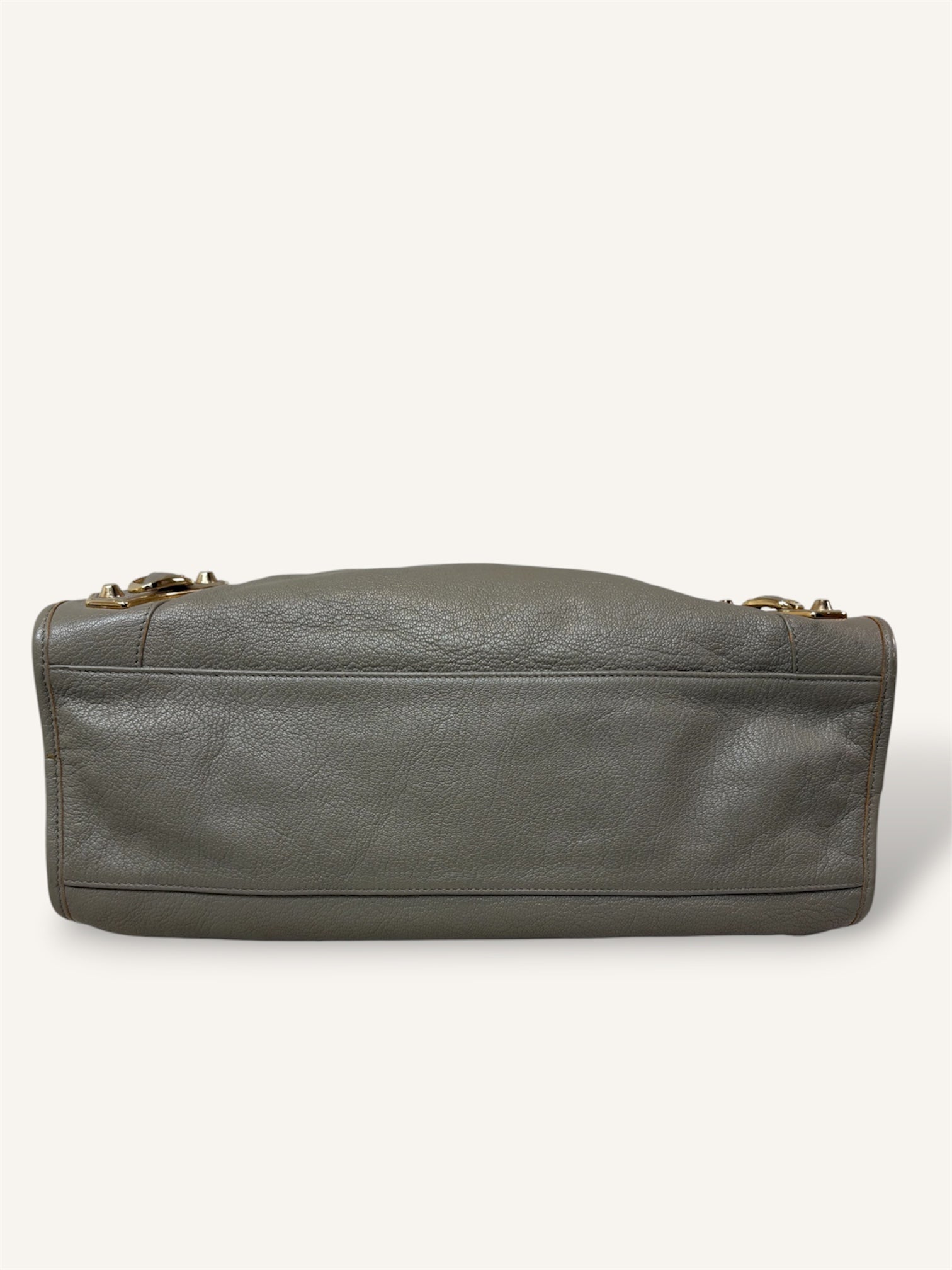 Metallic Edge Motorcycle City Bag Grey Grained Chevere Leather