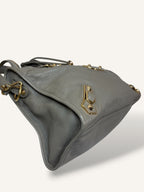 Metallic Edge Motorcycle City Bag Grey Grained Chevere Leather