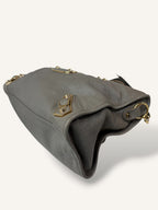 Metallic Edge Motorcycle City Bag Grey Grained Chevere Leather