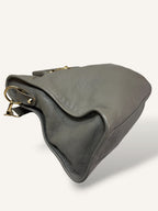 Metallic Edge Motorcycle City Bag Grey Grained Chevere Leather