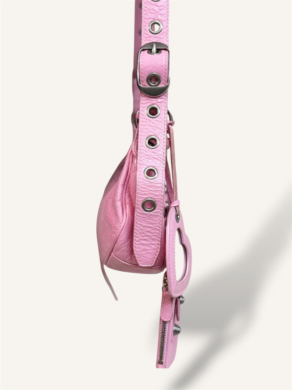 Le Cagole Mini Pink Aged-Silver Metal Studs