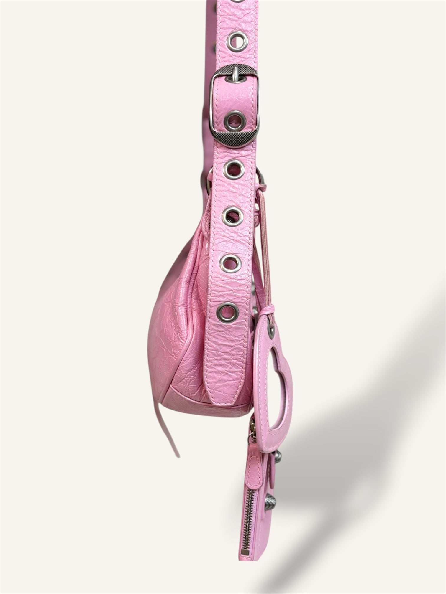 Le Cagole Mini Pink Aged-Silver Metal Studs